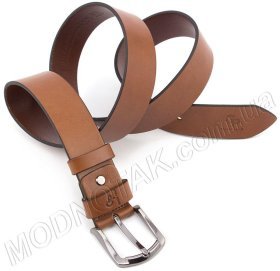 Мужской рыжий ремень из крепкой кожи Grande Pelle (43402)