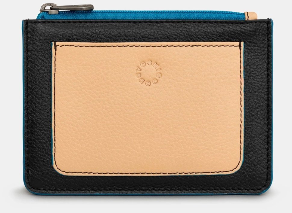 Компактний жіночий шкіряний гаманець на блискавці із RFID-захистом Yoshi Y1321 бежево-чорного кольору 95507 modnotak фото №1