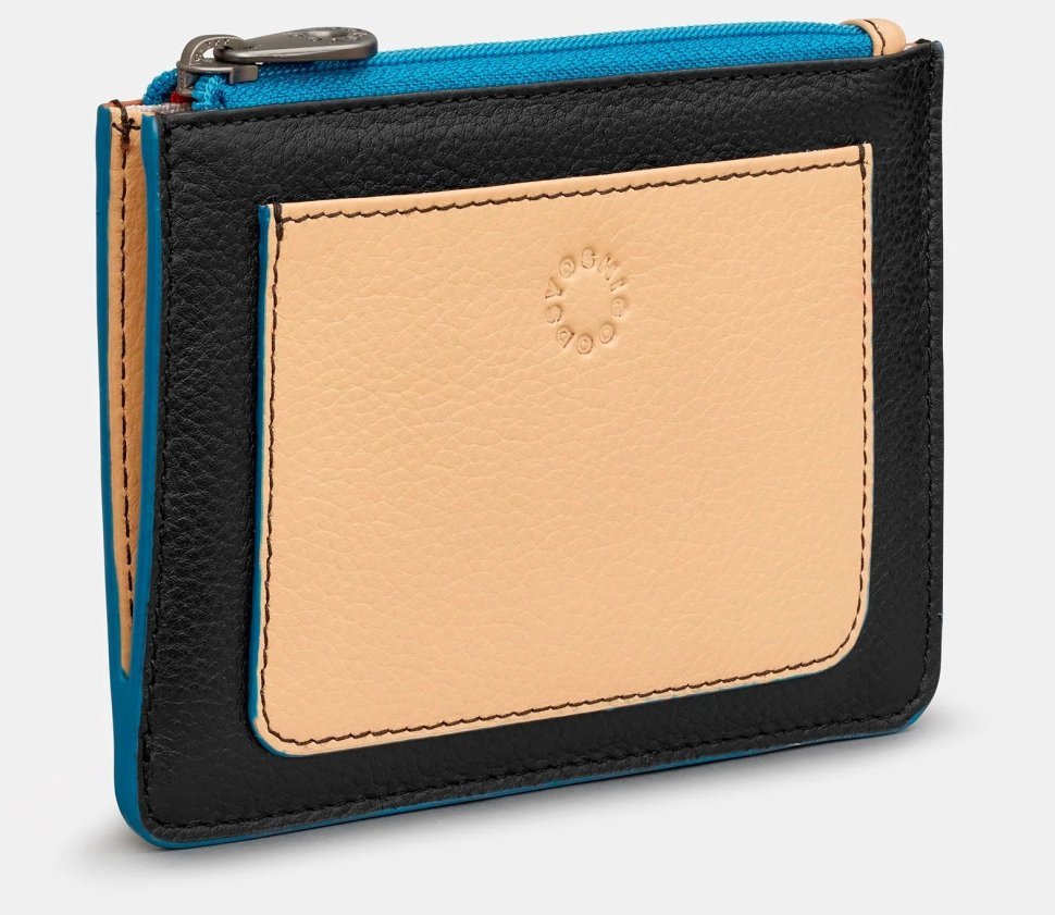 Компактний жіночий шкіряний гаманець на блискавці із RFID-захистом Yoshi Y1321 бежево-чорного кольору 95507 modnotak фото №4