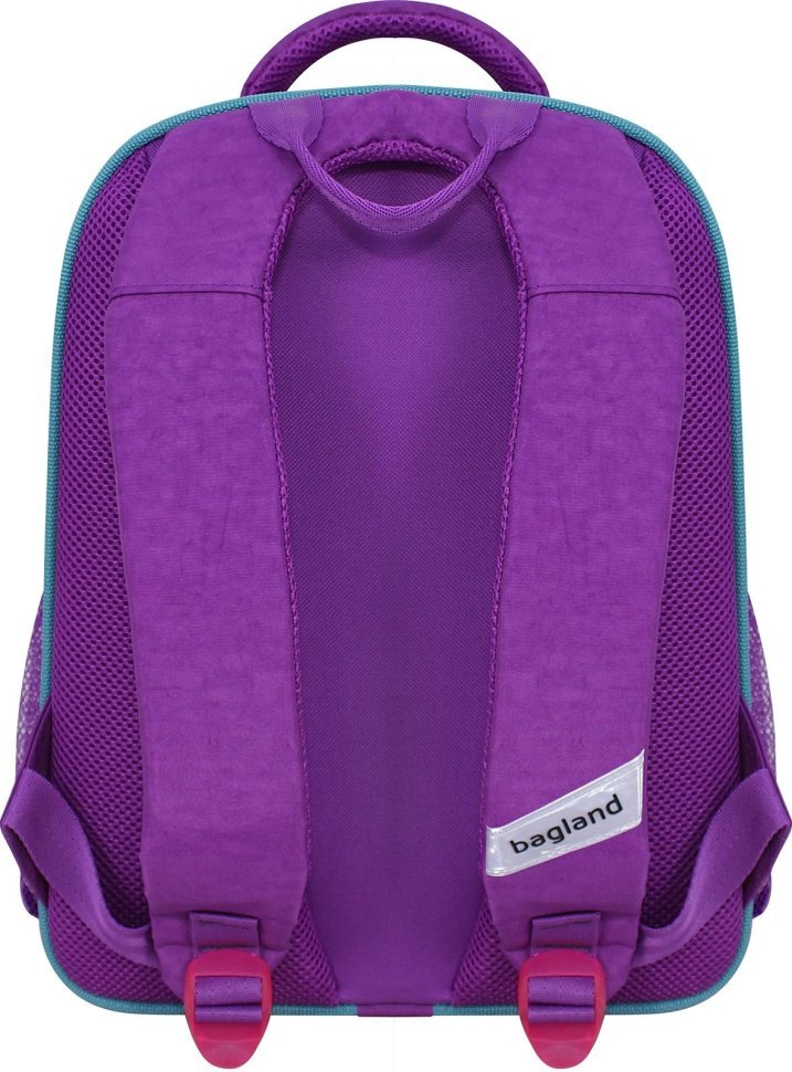 Школьный текстильный рюкзак для девочек фиолетового цвета с единорогом Bagland (55607)