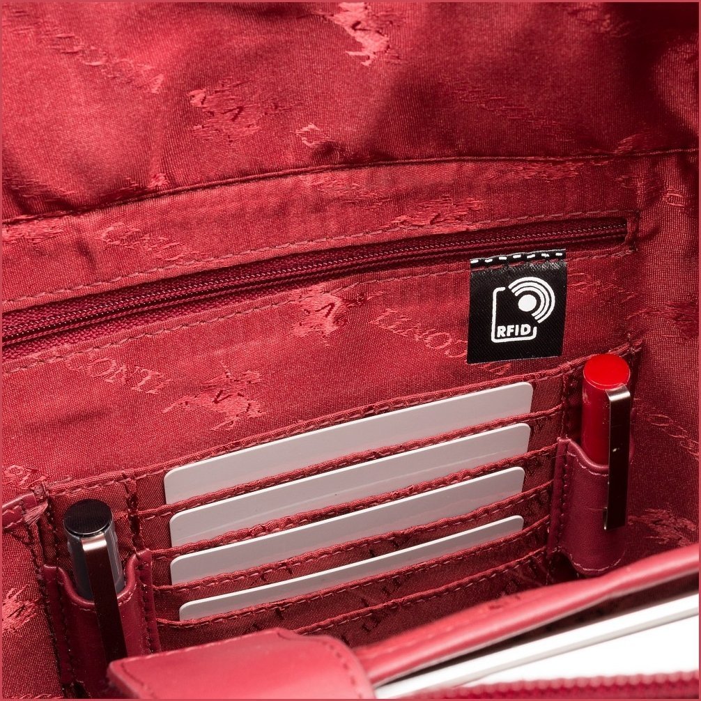 Червона сумка жіноча під ноутбук до 13 дюймів з високоякісної шкіри Visconti 66507