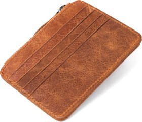 Шкіряний маленький картхолдер коричневого кольору Vintage (2414933)