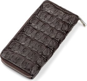 Кошелек-клатч из натуральной кожи крокодила коричневого цвета CROCODILE LEATHER (024-18011)