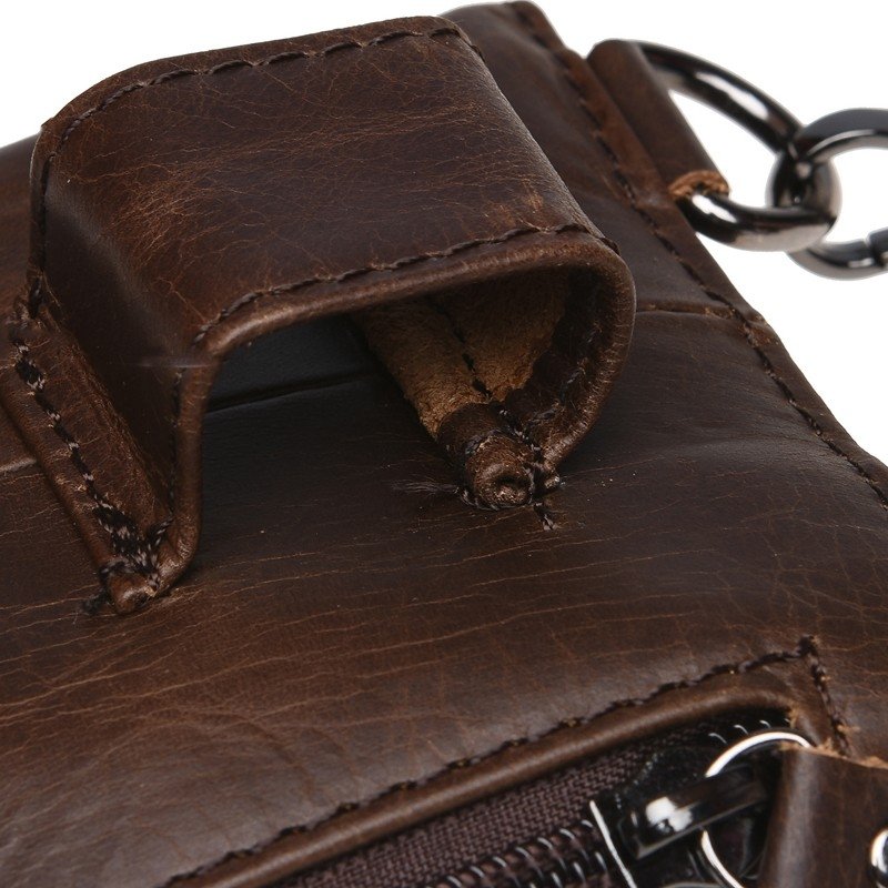 Мужская кожаная сумка маленького размера через плечо в коричневом цвете Keizer (21399)