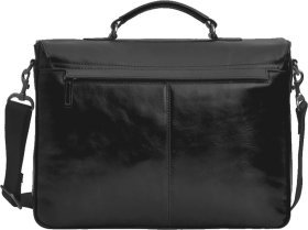 Деловой кожаный мужской портфель черного цвета в стиле винтаж Issa Hara (21171)