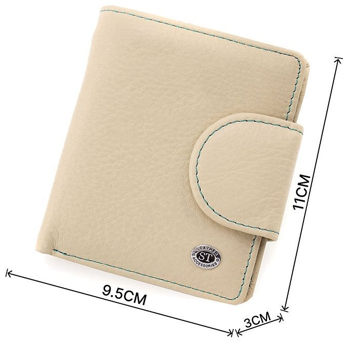 Женский кошелек из натуральной кожи молочного цвета с хлястиком на магните ST Leather 1767307 modnotak фото №3