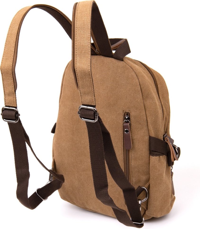 Текстильний рюкзак кольору хакі на блискавки Vintage (20603)
