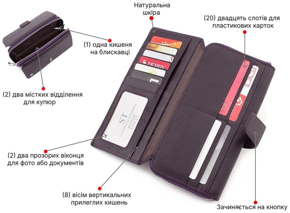 Жіночий місткий гаманець з ремінцем для руки ST Leather (16502) modnotak фото №4