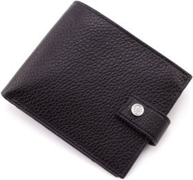 Небольшое мужское портмоне из фактурной кожи черного цвета с монетницей Karya 67507