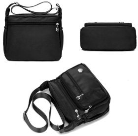 Текстильна жіноча сумка-месенджер чорного кольору через плече Confident 77607