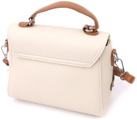 Городская женская сумка на каждый день из качественного кожзама Vintage бежевого цвета 97607