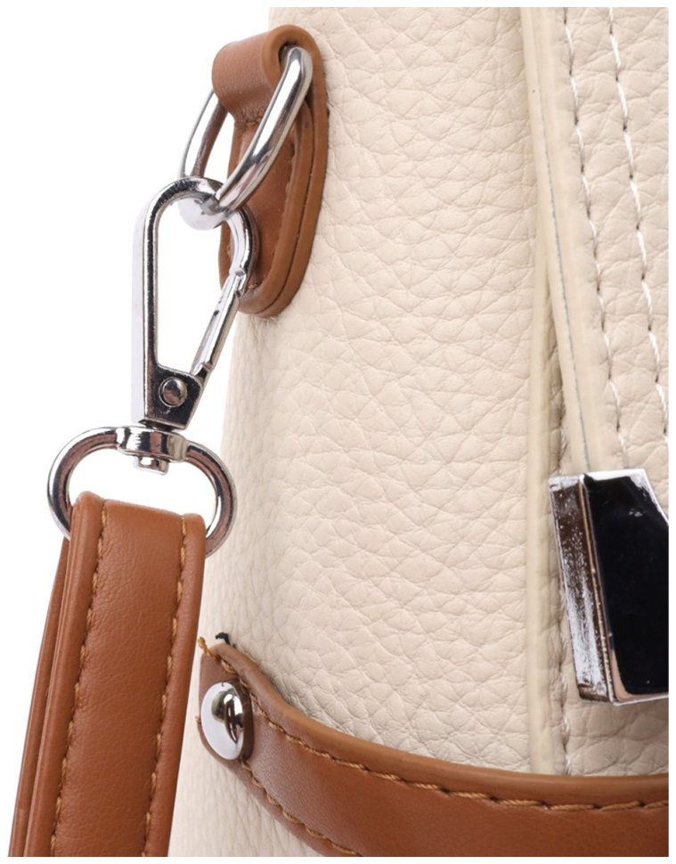 Городская женская сумка на каждый день из качественного кожзама Vintage бежевого цвета 97607 modnotak фото №3