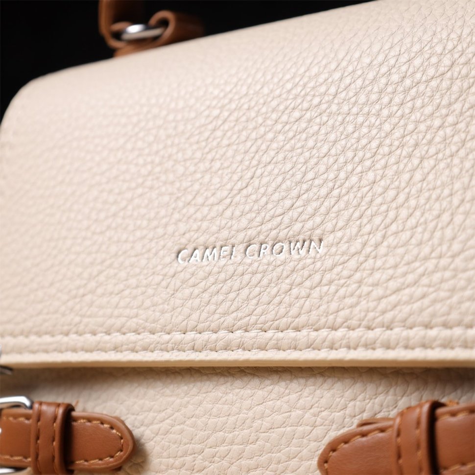 Городская женская сумка на каждый день из качественного кожзама Vintage бежевого цвета 97607 modnotak фото №10