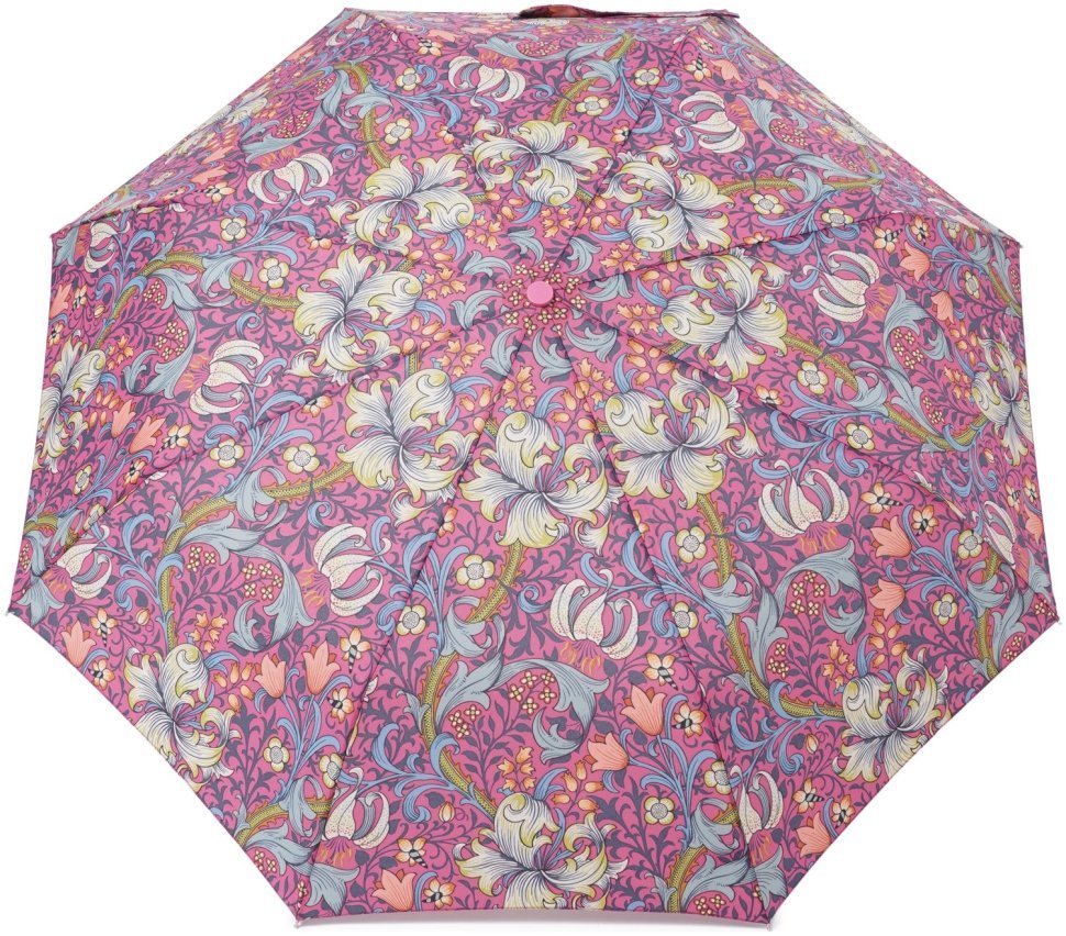 Женский зонт Fulton L907-041819 Morris & Co. Minilite-2 UV Golden Lily Pink (механика, складной, UPF 50+, с принтом цветов) 108007 modnotak фото №2