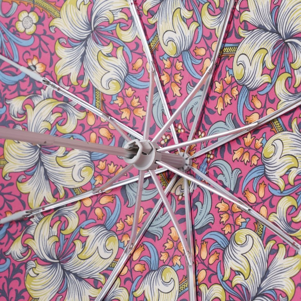 Женский зонт Fulton L907-041819 Morris & Co. Minilite-2 UV Golden Lily Pink (механика, складной, UPF 50+, с принтом цветов) 108007 modnotak фото №4