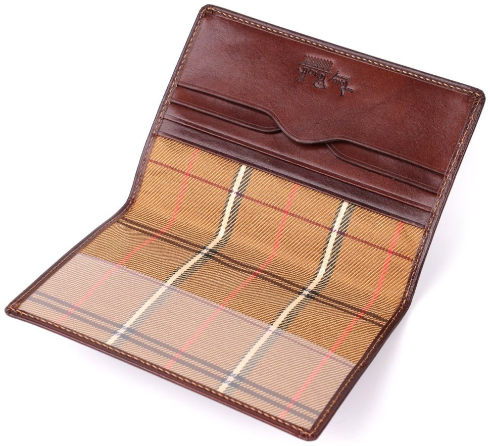 Кожаная обложка для паспорта старого образца с отделением для карточек Tony Perotti коричневая 108107 modnotak фото №5