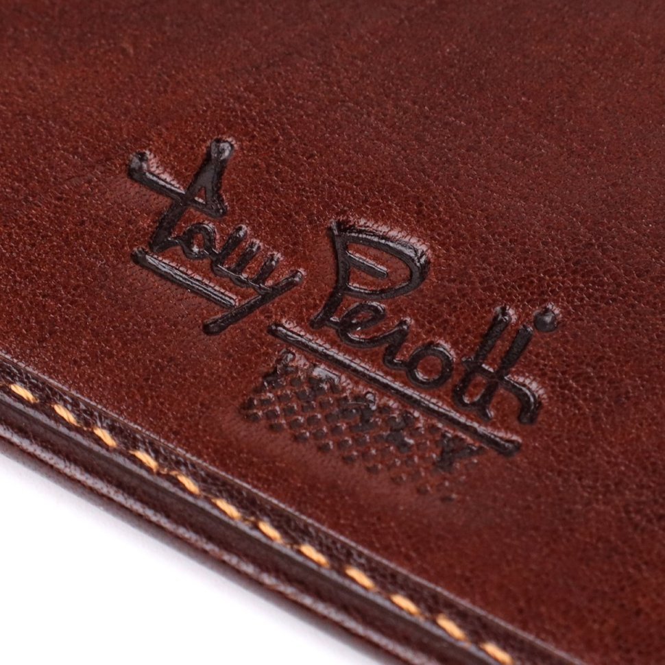 Кожаная обложка для паспорта старого образца с отделением для карточек Tony Perotti коричневая 108107 modnotak фото №6