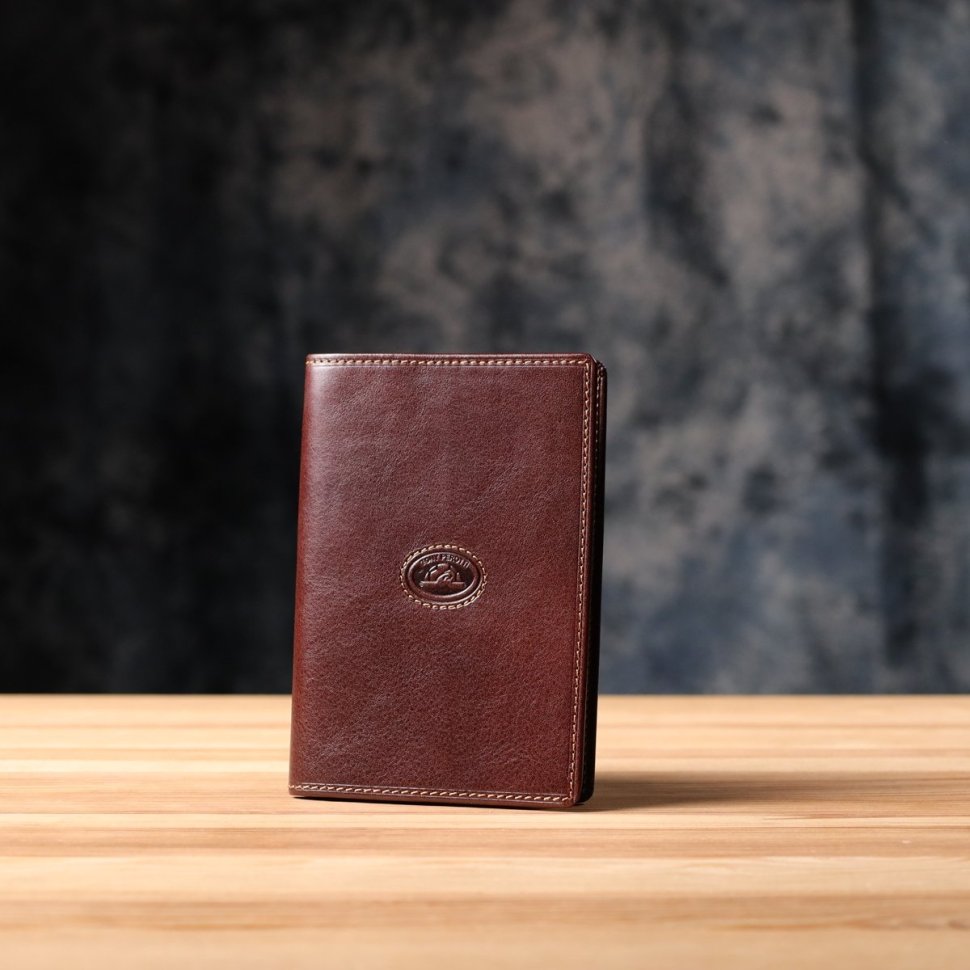 Кожаная обложка для паспорта старого образца с отделением для карточек Tony Perotti коричневая 108107 modnotak фото №7