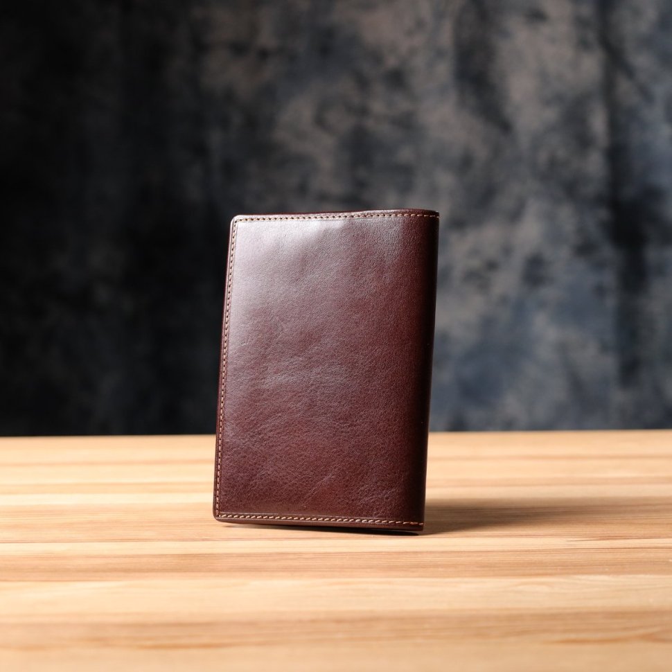 Кожаная обложка для паспорта старого образца с отделением для карточек Tony Perotti коричневая 108107 modnotak фото №8