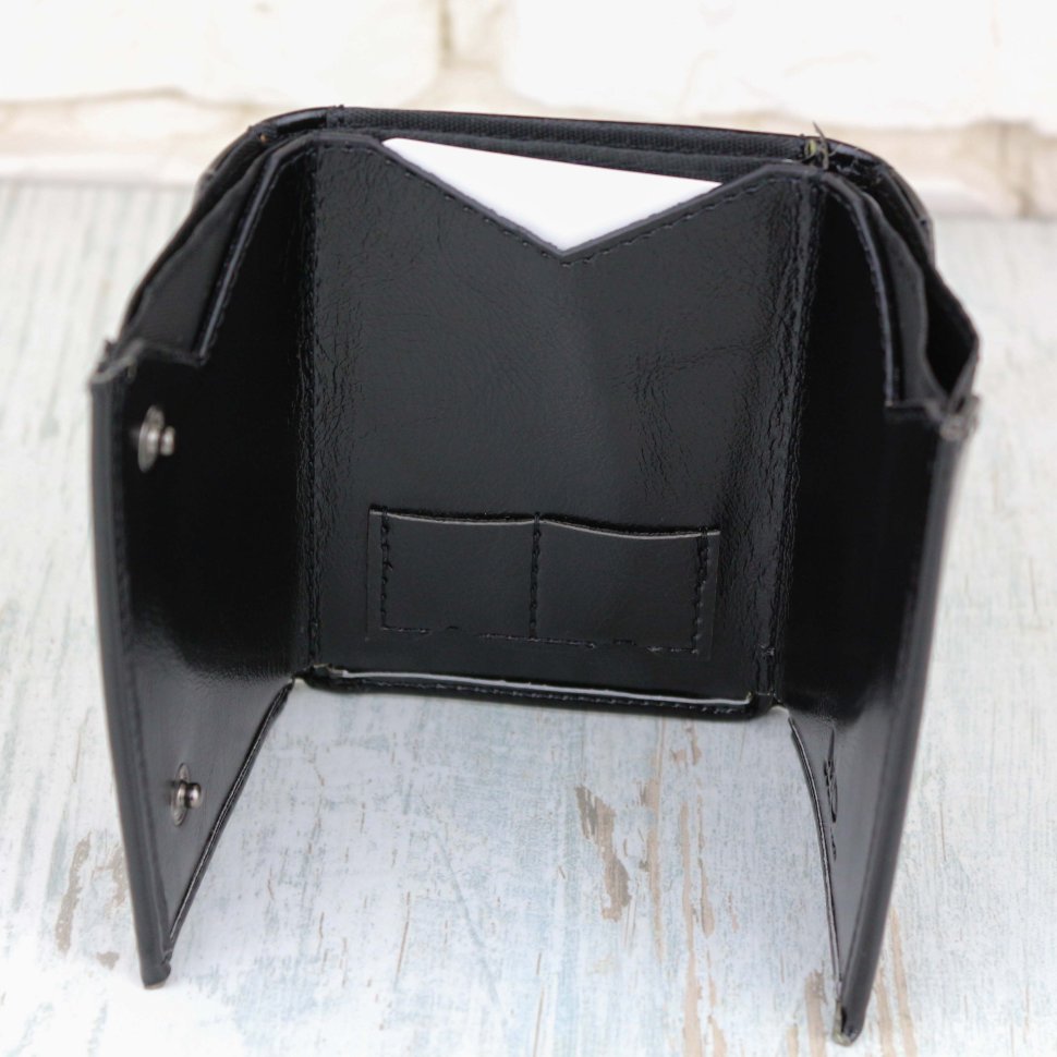 Черный женский кошелек стройного сложения из кожзама MD Leather (21517)