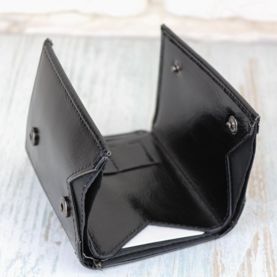 Чорний жіночий гаманець струнної складання зі шкірозамінника MD Leather (21517)