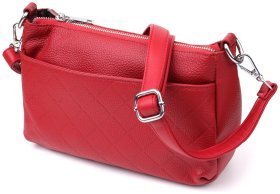 Стильна жіноча сумка з фактурної шкіри з двома ремінцями Vintage 98207 червоного кольору