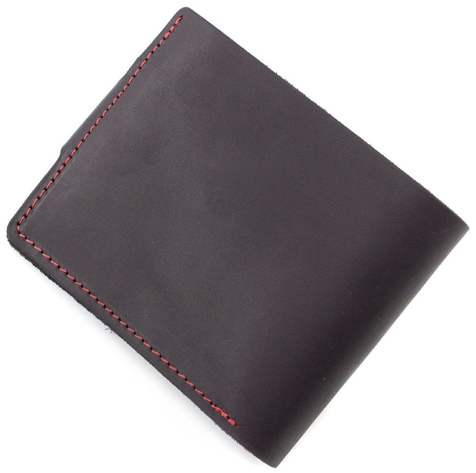 Стильний чорно-червоний гаманець ручної роботи Grande Pelle (13035)