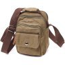Маленькая мужская сумка-барсетка оливкового цвета из плотного текстиля Vintage 2422219 - 1