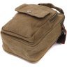 Маленька чоловіча сумка-барсетка оливкового кольору із щільного текстилю Vintage 2422219 - 3