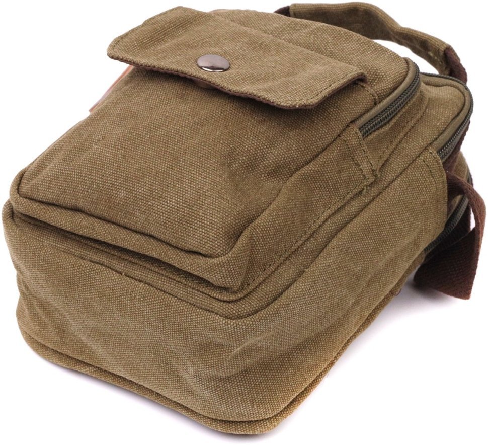Маленька чоловіча сумка-барсетка оливкового кольору із щільного текстилю Vintage 2422219