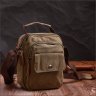 Маленькая мужская сумка-барсетка оливкового цвета из плотного текстиля Vintage 2422219 - 7