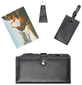 Набір шкіряних аксесуарів для мандрівника (тревел-кейс, бірка для багажу, брелок) BlankNote 78507