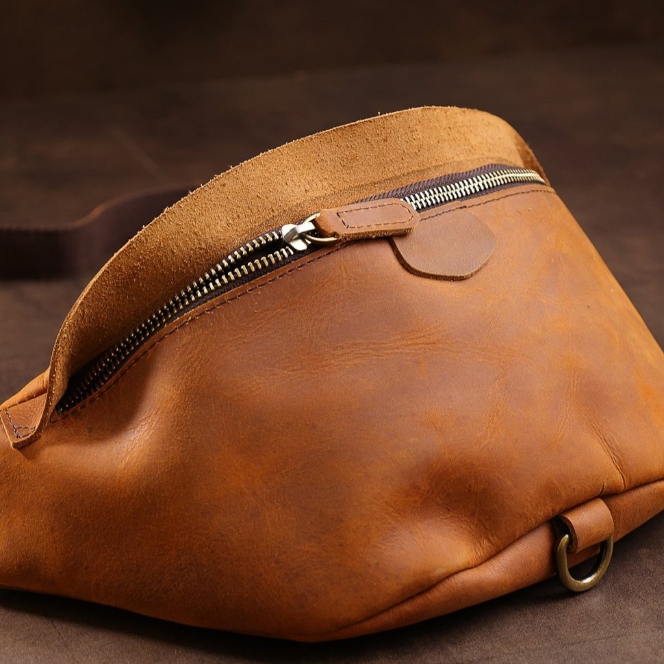 Светло-коричневая винтажная мужская сумка на пояс из натуральной кожи Vintage (20371)