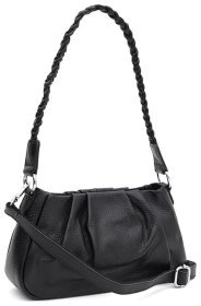 Елегантна жіноча сумка з натуральної шкіри Borsa Leather 88707 Чорна