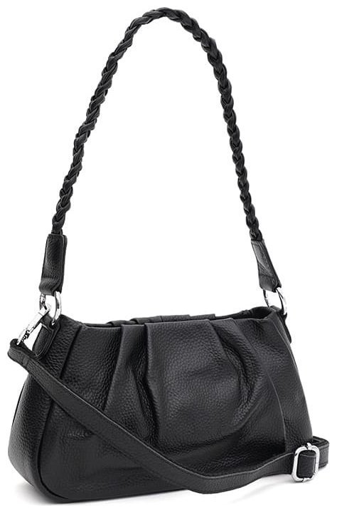 Элегантная женская сумка из натуральной кожи Borsa Leather 88707 Черная modnotak фото №1