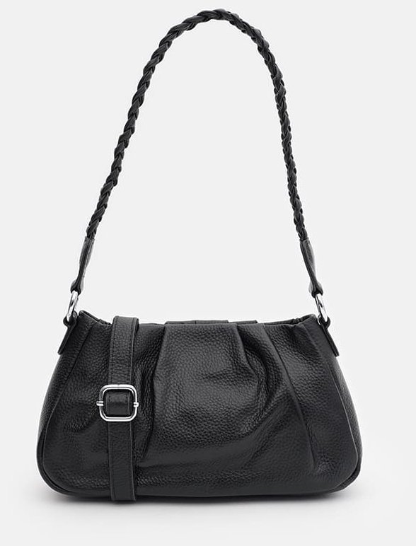 Элегантная женская сумка из натуральной кожи Borsa Leather 88707 Черная modnotak фото №2