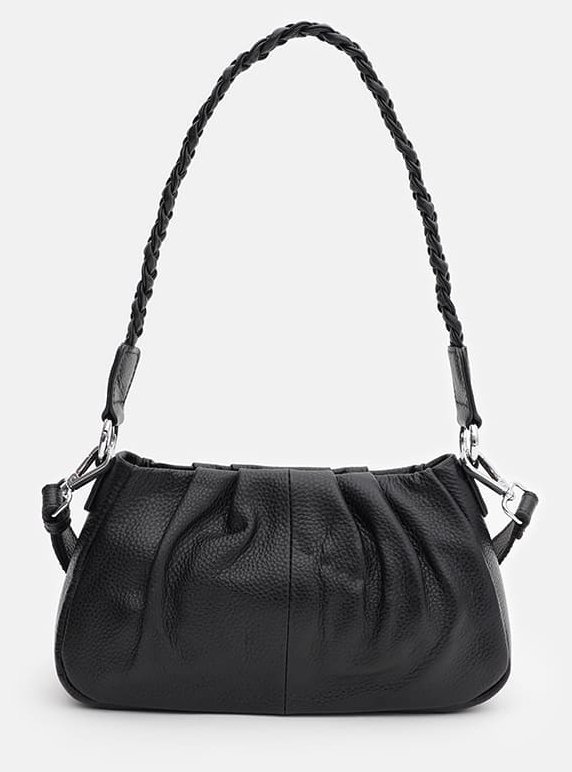 Элегантная женская сумка из натуральной кожи Borsa Leather 88707 Черная modnotak фото №3