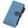 Синий женский купюрник из натуральной кожи с хлястиком на кнопке и RFID-защитой - Visconti Bermuda 68807 - 3