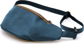 Кожаная винтажная сумка на пояс в голубом цвете TARWA (21633)