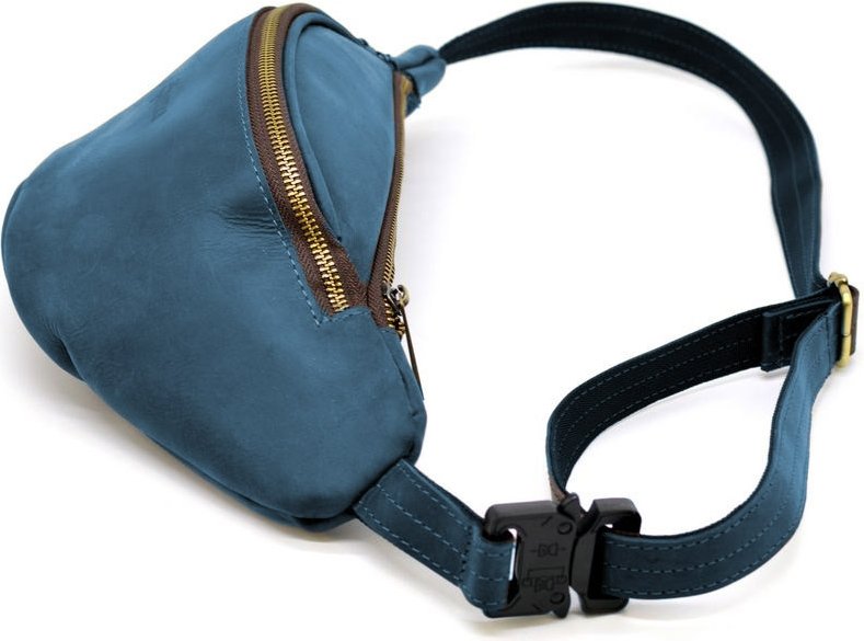 Шкіряна вінтажна сумка на пояс у блакитному кольорі TARWA (21633)