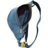 Кожаная винтажная сумка на пояс в голубом цвете TARWA (21633) - 3