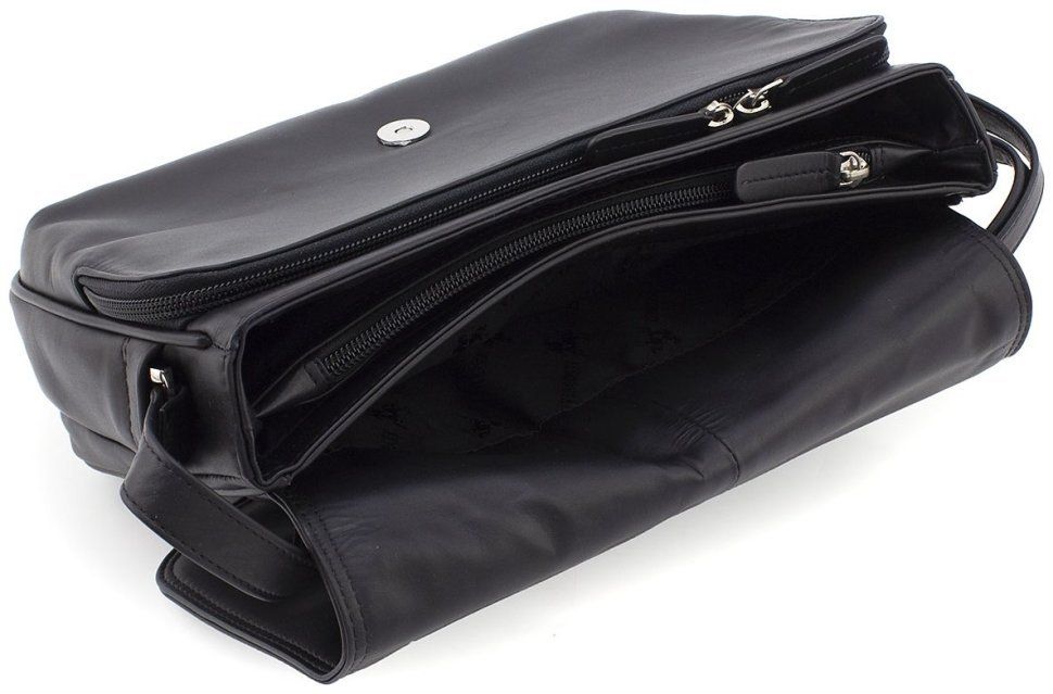 Чорна жіноча сумка-кроссбоді з натуральної гладкої шкіри Visconti 69107
