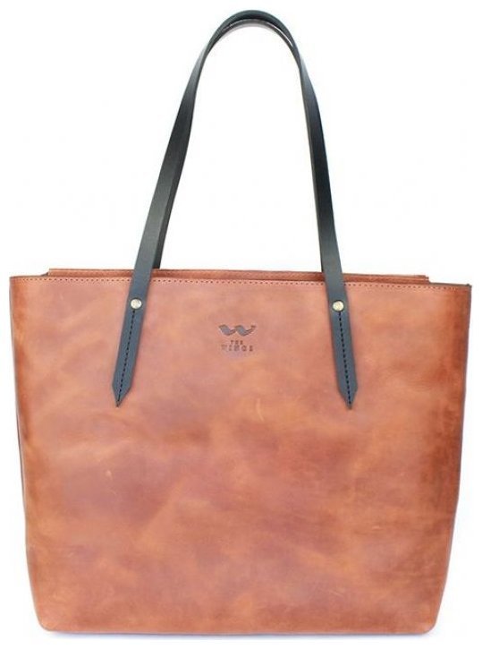 Светло-коричневая женская сумка-шоппер из натуральной кожи винтажного стиля BlankNote Walker Mini 79107