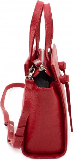 Красная женская кожаная сумка компактного размера с двумя ручками KARYA (15595) - 2