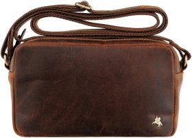 Жіноча коричнева сумка-кроссбоді з вінтажної шкіри на два відділення Visconti Brooklyn 69307