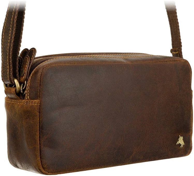 Женская коричневая сумка-кроссбоди из винтажной кожи на два отделения Visconti Brooklyn 69307