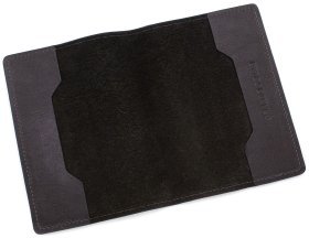 Черная обложка для паспорта из гладкой кожи Grande Pelle (15447)