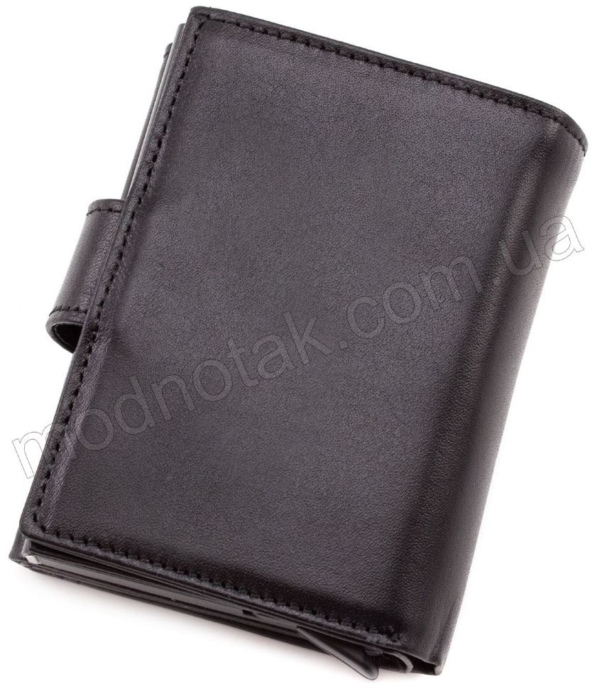 Кожаное черное портмоне с картхолдером KARYA (059-1)