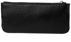 Длинная черная ключница из натуральной кожи с выраженной фактурой на два отделения Desisan 80108