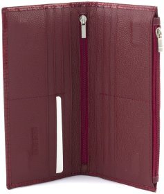 Червоний жіночий купюрник із натуральної лакової шкіри під рептилію на магнітах ST Leather 70808
